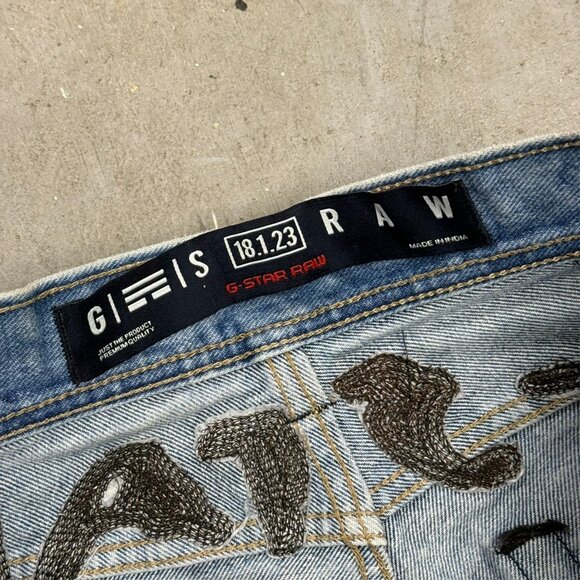 G-Star RAW Denim Jeans Embroidered Logo Blue Cotton Stretch 32x29 - Picture 9 of 11